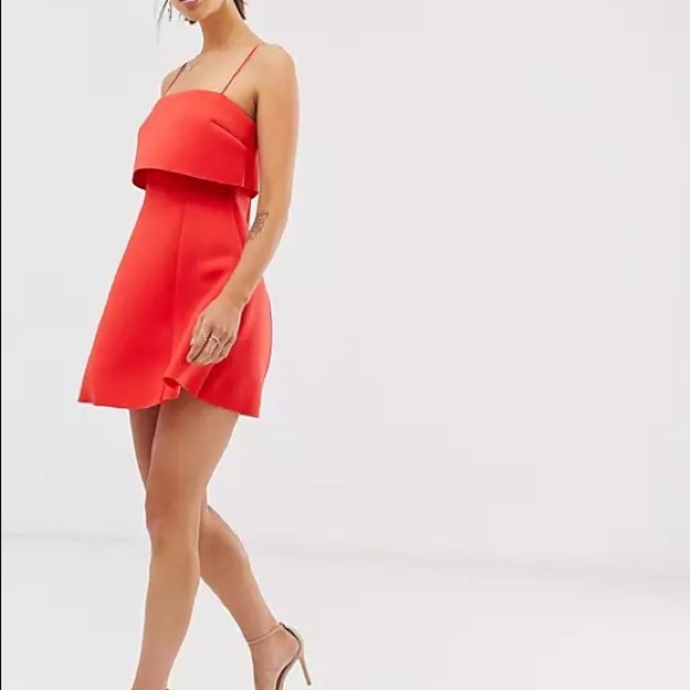 asos size 4 red crop-skater dress